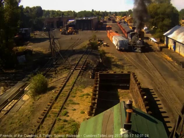 2018-08-17 The 489 brings its 7 car train past the woodshop which happens to be open today.jpg