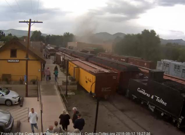 2018-08-17 The train is stopped as the passengers mill about after their ride.jpg