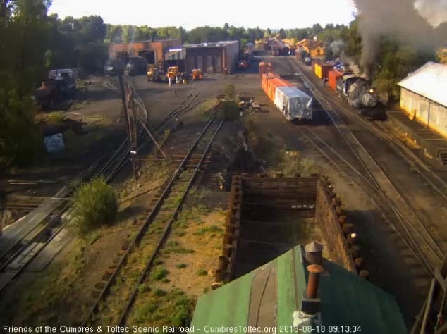 2018-08-18 The road crew has gone into the depot track and picked up the 3686, the paint car.jpg