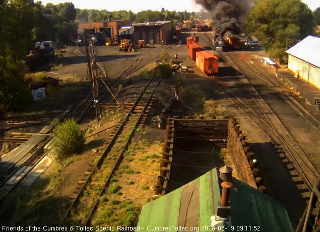 2018-08-19 The road fireman is working on the fire getting ready for the run east.jpg