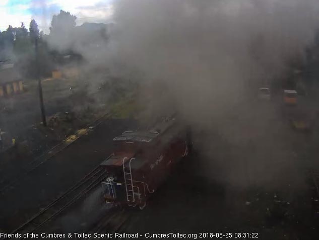 2018-08-25 The caboose is just visible in all the smoke from 4 K36's.jpg
