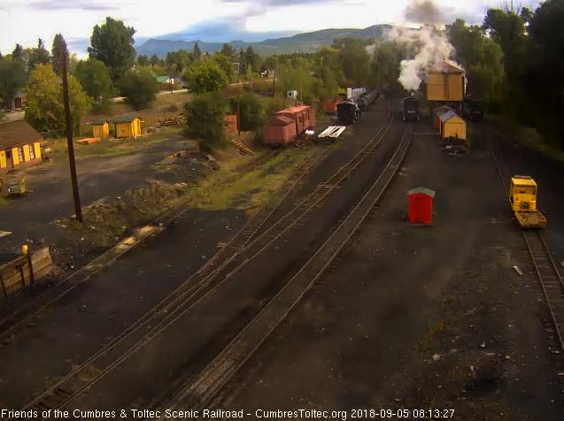 2018-09-04 Both locomotives are at the tank, 487 to fill its cistern and 488 to do the post wash.jpg