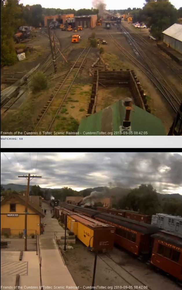 2018-09-04 The 487 has backed almost to its train as it waits for the road crew and the 488 is on the freight.jpg