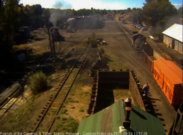 2018-09-10 They come out of south yard shoving a RGS stock car and DRGW high sided gon.jpg
