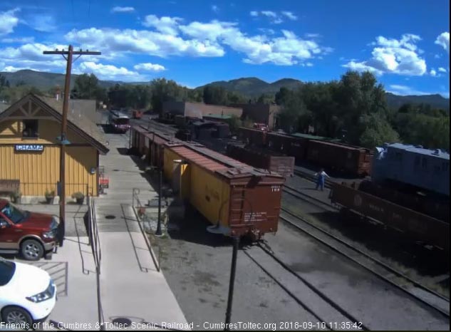 2018-09-10 Having run around the gon and coupled it to the tender, they are backing it into their train.jpg