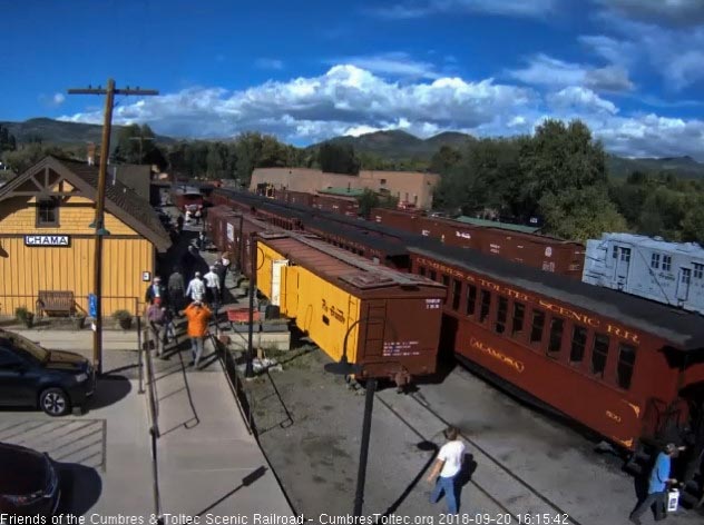 2018-09-20 Their trip over we see the de training passengers milling on the depot platform.jpg