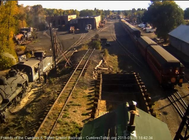 2018-09-26 The parlor New Mexico is passing the woodshop as the 484 is at the depot.jpg