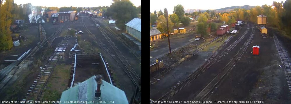 2018-10-05 A sign of things to come in Chama, there is frost on the ties and buildings.jpg