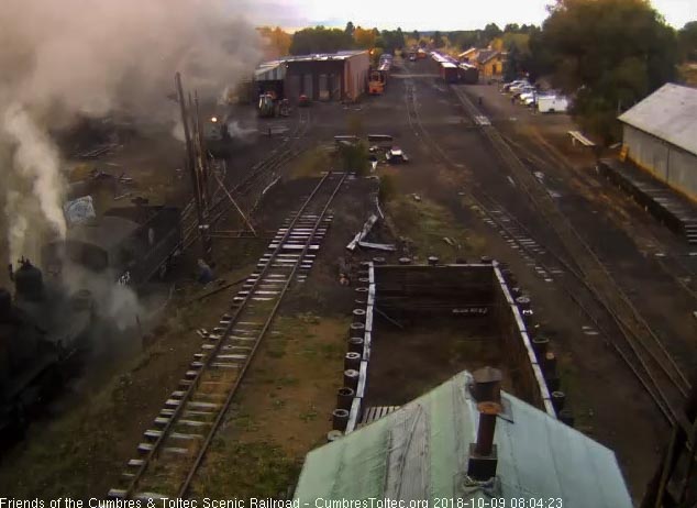 2018-10-09 The second locomotive has moved up behind the 463 as it gets its fire cleaned.jpg
