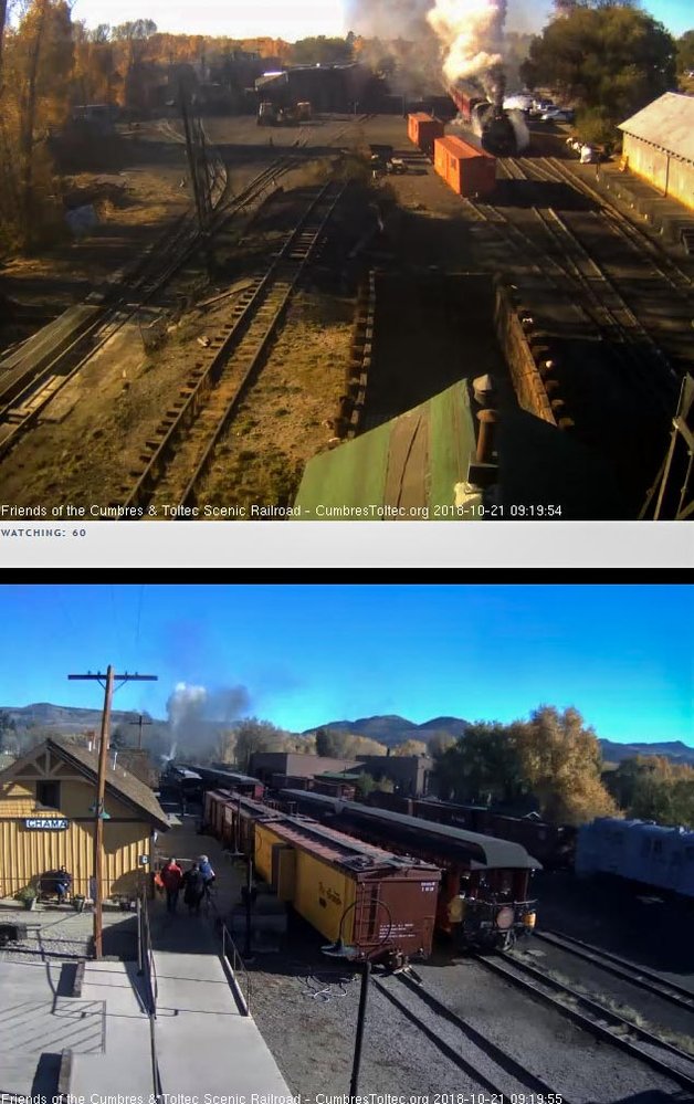 2018-10-21 The 11 car train 216 is now in loading position.jpg