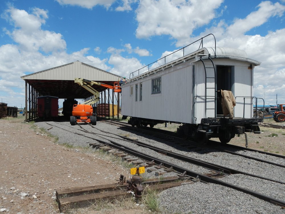 0 - Cook car 053's interior is painted except for the floor and has been moved from the Car Shelter outside in preparation for painting this week - if the Antonito winds  cooperate..jpg