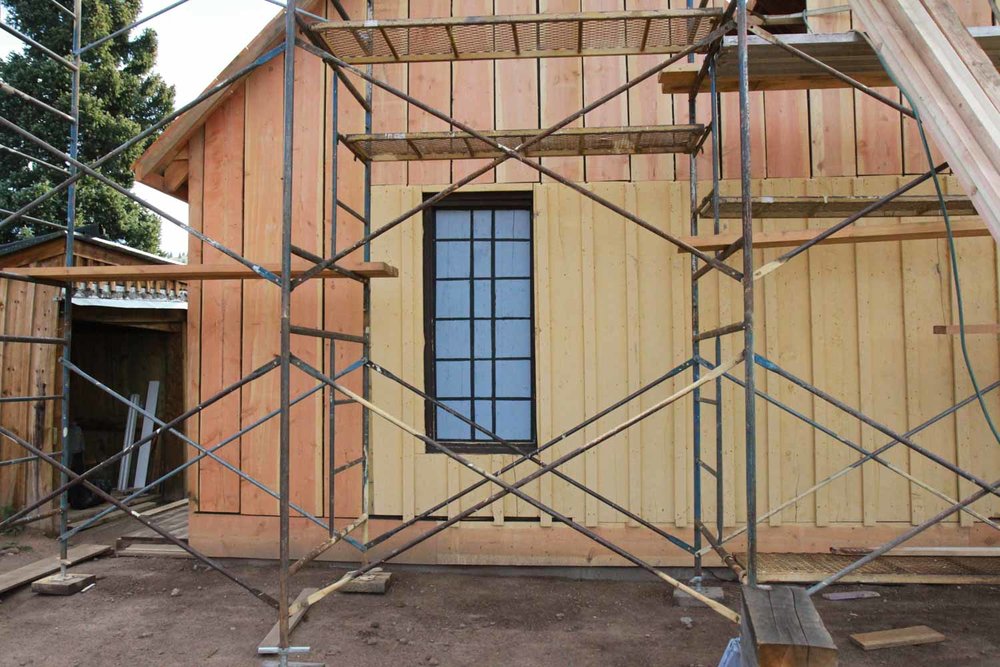 One of the end walls on the Car Inspectors house showing the scaffoling (1 of 1).jpg