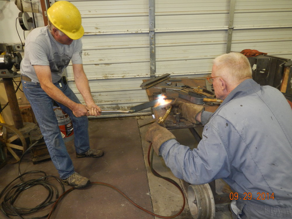 Russ & Marshall beginning to assemble Flying bolster subassemblies.JPG