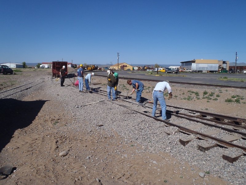 Don Bayer's Track Crew Working on the Rails into the New Car Shelter.jpg