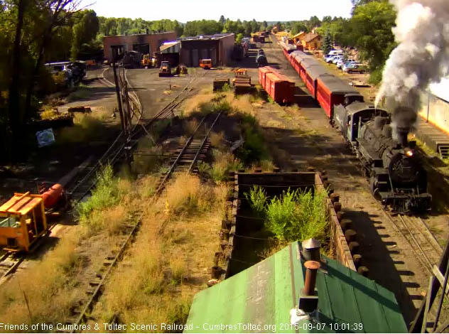 K36 488 gets train 216 out of Chama 9.7.15.jpg