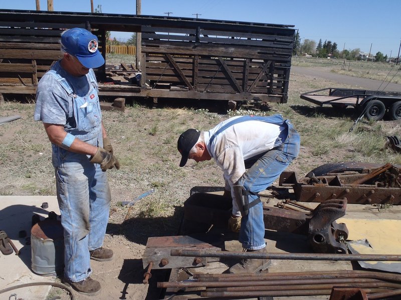 Mike Horner and Kevin Corwin prepare to work on stock car restoration.jpg