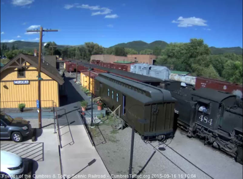 9.16.15 484 passes the depot as it slows the train.jpg