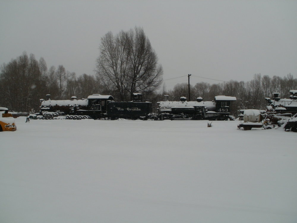 2015 Dec 15 Chama, NM Depot C&TSRR engines 492 and 483.JPG