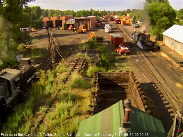 6.25.16 As 463 enters the coal dock lead, 487 moves to the tank.jpg