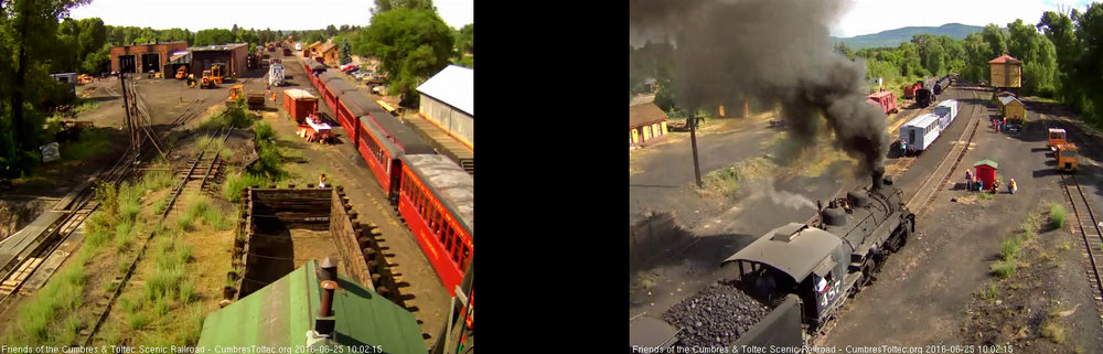 6.25.16 487 is pulling by the coaling tower as many people photograph the train.jpg