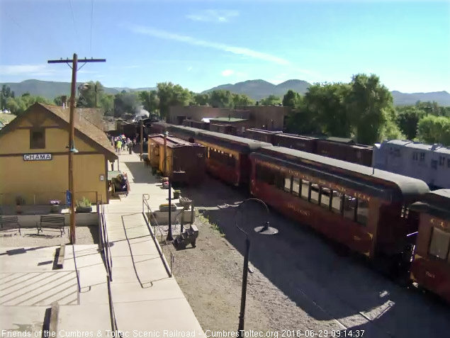 6.29.16 484 has coupled the extra coach to today's 216 so 8 cars to Antonito.jpg