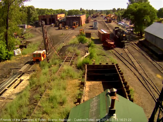 7.15.16 487 comes out on the main to wait for the return on the consist as the fire patrol speeder gets ready.jpg